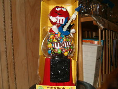 New red m&m candy dispenser & coin bank with candy 