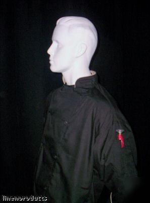 5 coat chef jackets lightweight jet black +5 hats ls xs