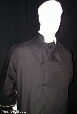 5 coat chef jackets lightweight jet black +5 hats ls xs