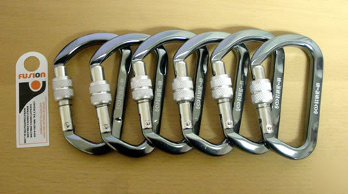6 grey fusion industrial carabiner 26KN screw/key lock 