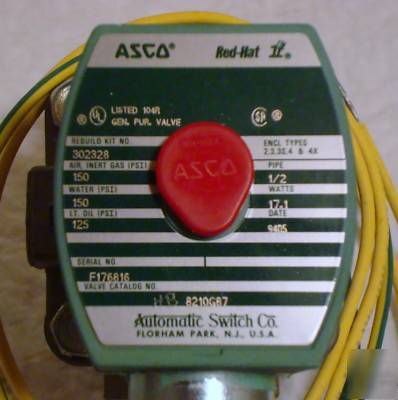 New asco 8210G087 120/60 s.s. 2-way solenoid valve 1/2