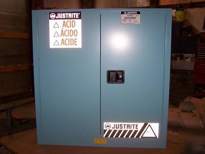 New justrite blue steel safety cabinet for corrosives- 