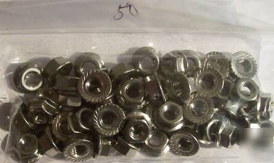 New stainless steel serrated flange nut- 18-8 in bag 50