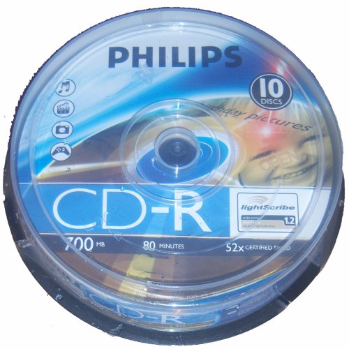 10 philips lightscribe blank cd discs cd-r 52X 700MB