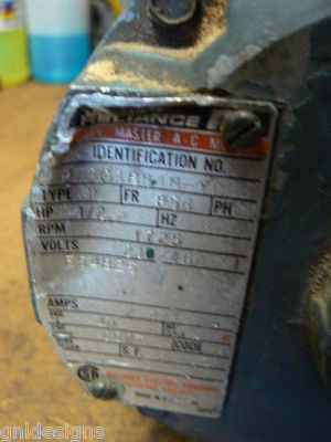 Reliance master xl WG16A gearmotor 1/2 hp 50:1 230/460V