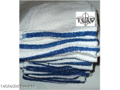 Towels bar mops stripe cotton - blue or gold - 8 dozen