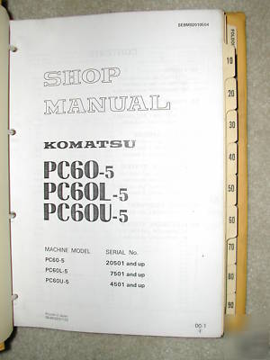 Komatsu PC60 PC60L PC60U excavator service shop manual