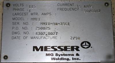 Mg systems messer metalmaster ii 2 plasma cutting table