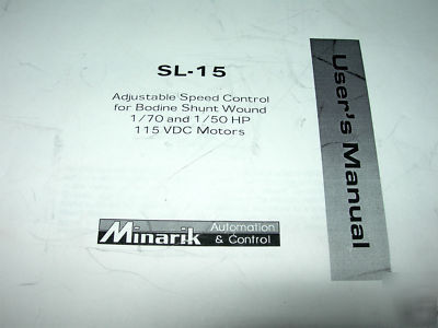 Minarik SL15 adjustable speed control user manual