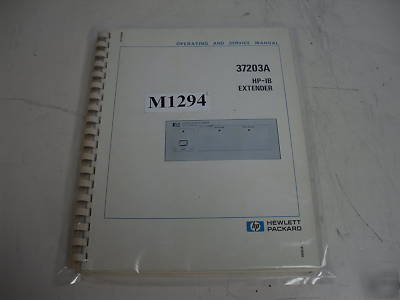 Agilent / hp 37203A operating & service manual 