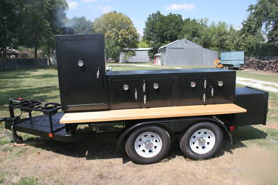 Mobile commercial bbq pit smoker