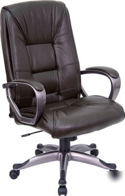 New brown high back leather computer office desk chair 