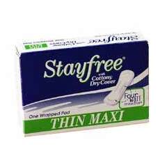 Rochester midland stayfree thin maxi pads cartoned for