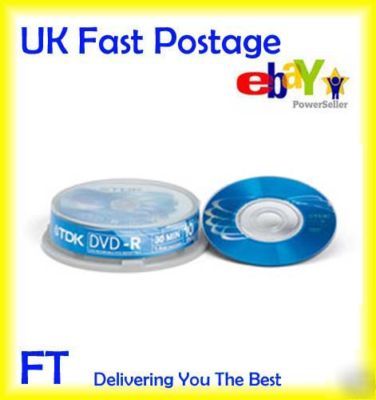 10 tdk dvd-r 2X blank disc 1.4GB 30MIN recordable 8CM