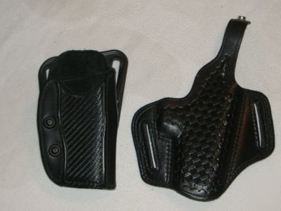 2 holsters for glock 17 22 leather basketweave pancake 