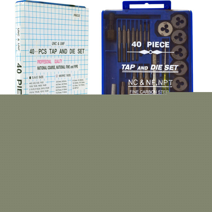 40 pc tap + die set metric taps + dies wrenches + case