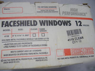 Fibre metal faceshield clear 4118C F300 F770 series