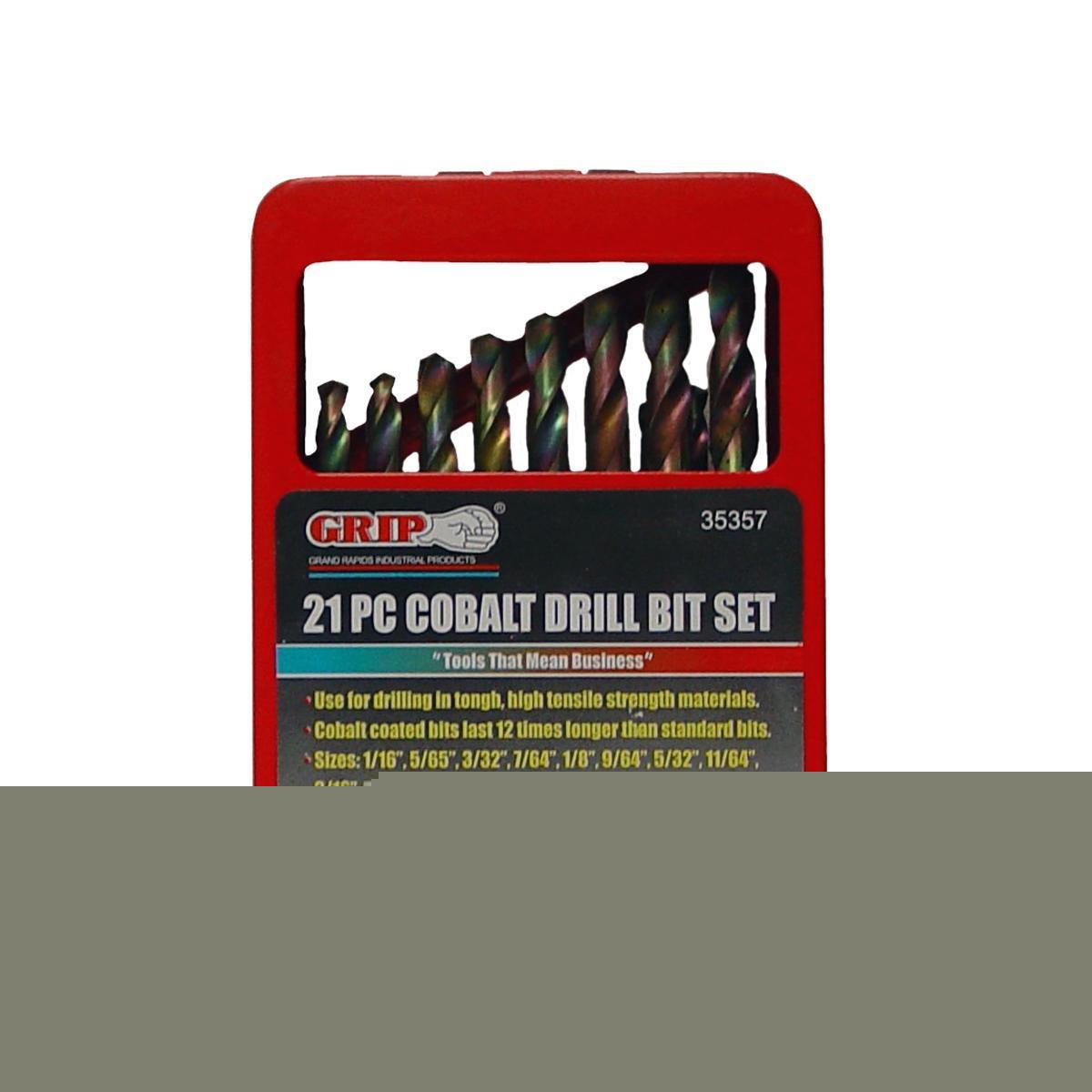 Grip 21 pc cobalt drill bit set