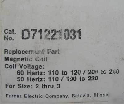 New furnas D71221-31 dual voltge magnetic coil 110-120V
