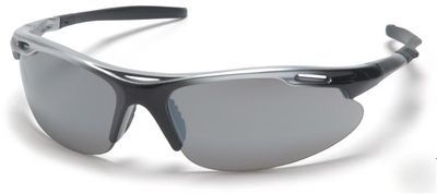 Pyramex safety glasses silver black frame sporting mirr