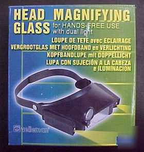 Snap ring plier and visor magnifier with dual light