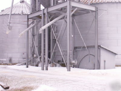 Grain bin superstructure with 2 3000 bu overhead bins