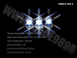 100 no x 5MM white led ultra bright bulbs with resistor