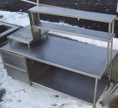 7' chef's prep work table station storage holding elec 