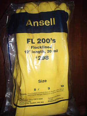 Ansell FL200 fl 200 #298 flocklined latex gloves 144 pr