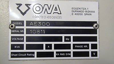 Wire edm machine ona ae 300 dielectric filtration 