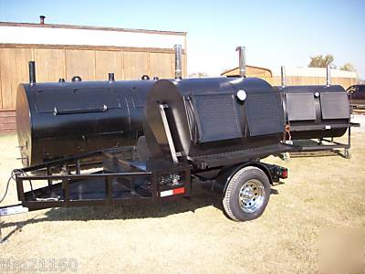 New rotisserie charcoal wood bbq smoker grill & trailer