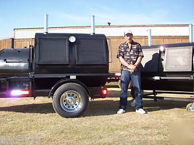 New rotisserie charcoal wood bbq smoker grill & trailer