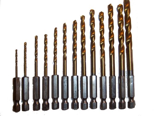 13PC hss titanium coated hex shank metal drill bits set