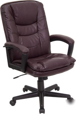 Burgundy leather executive office chair desk swivel 
