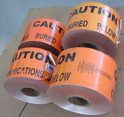 Lot of 4 communications cable caution tape rolls
