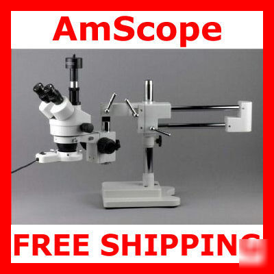 3.5X-90X stereo boom microscope + 1.3M camera + light