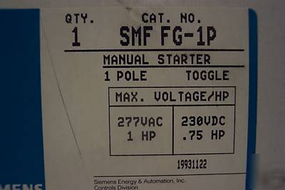 Siemens manual motor starter smf fg-1P w/ pilot light