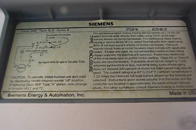 Siemens manual motor starter smf fg-1P w/ pilot light
