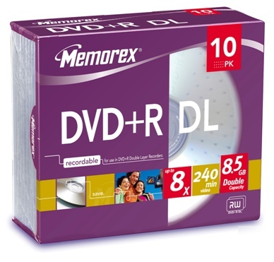 New memorex dvd+r 8X dl 10 pack jewel case