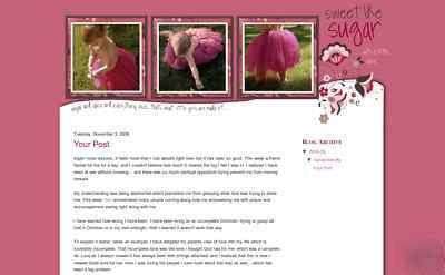 Pink puff premade blogger template- customizable header