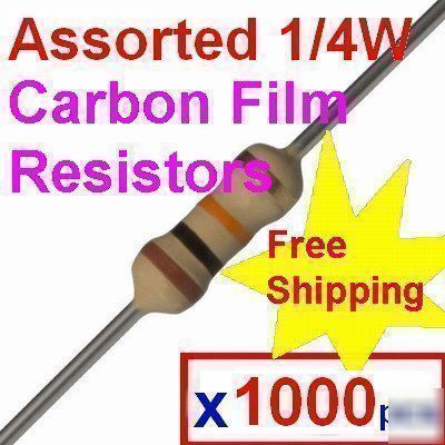 1000X 50 values 1/4W 5% carbon film resistors 1Ï‰ ~ 10MÎ©