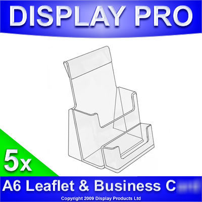 5 x A6 leaflet & business card holder display dispenser