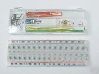 Breadboard solderless w case of jumpers + free parts kt