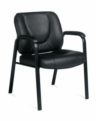 New (2) black leather guest office desk side chairs 