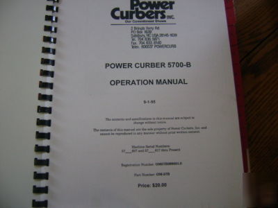 Power curbers 5700-b op.parts and maintenance manual