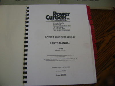Power curbers 5700-b op.parts and maintenance manual
