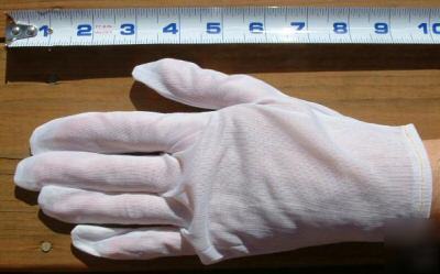 48 pair nylon inspection gloves ladies no cotton lint l