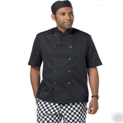 Dennys short sleeve chefs press stud jacket tunic small