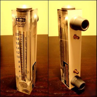New king instruments flow meter rotameter 0.2 - 2.0 gpm 