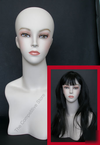 New deluxe female head mannequin - flesh tone 19 inch - 